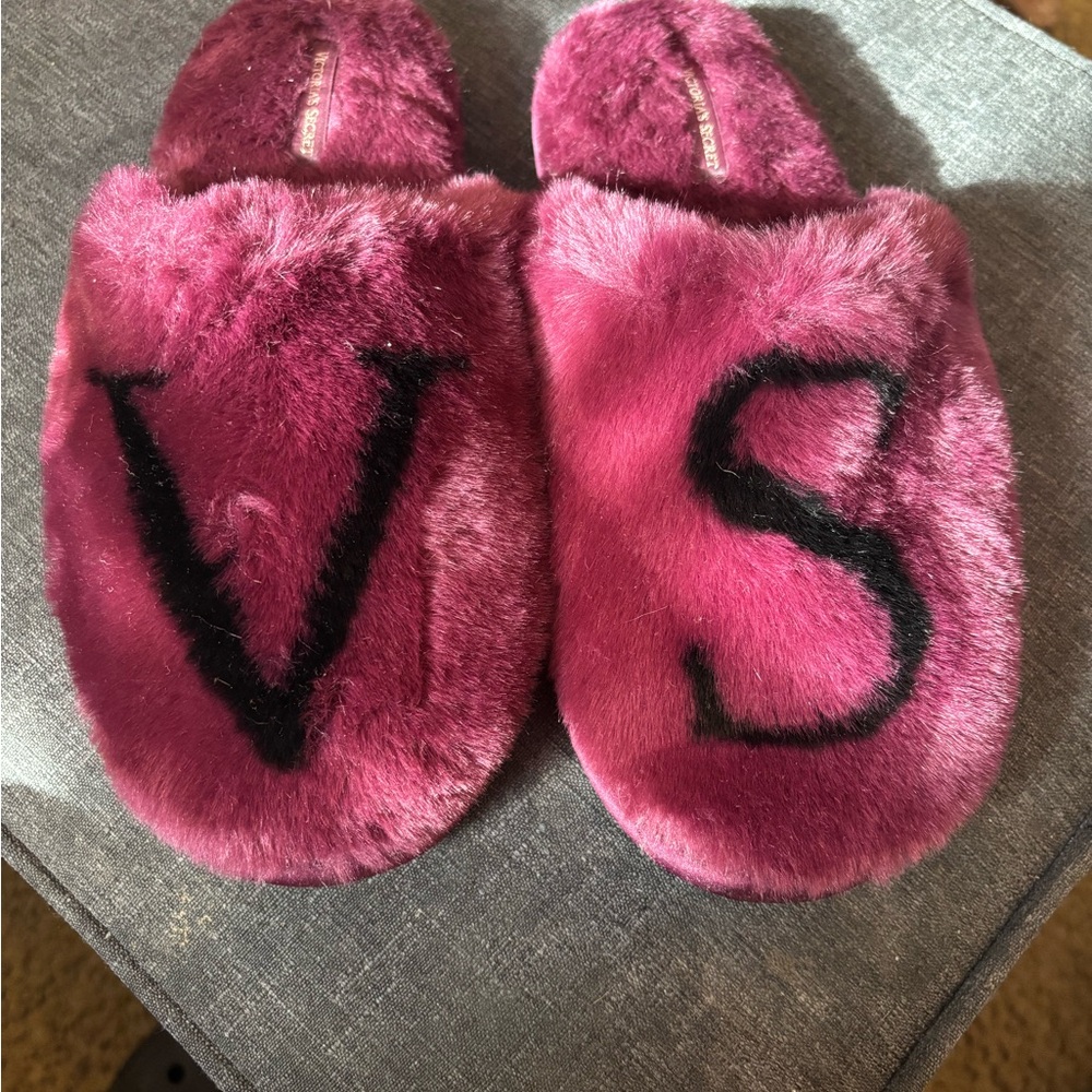 VS Pink Fuzzy Slippers